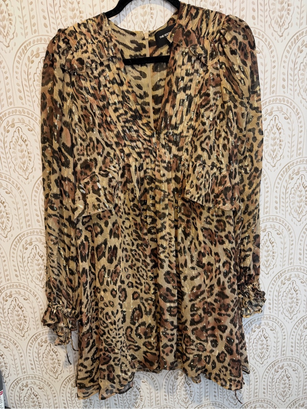 The Kooples Paris size 2 Animal / Cheetah Print Long Sleeve Shimmery Dress - Picture 2 of 10